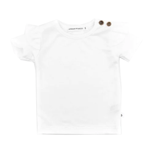 SHIRT MANICHE CORTE CON SPALLE VOLANT