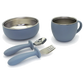TAIKI STEEL- Food Set: Ciotola+ Bicchiere+ Cucchiaio+ Forchetta Acciaio/Silicone