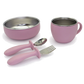 TAIKI STEEL- Food Set: Ciotola+ Bicchiere+ Cucchiaio+ Forchetta Acciaio/Silicone