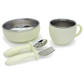 TAIKI STEEL- Food Set: Ciotola+ Bicchiere+ Cucchiaio+ Forchetta Acciaio/Silicone